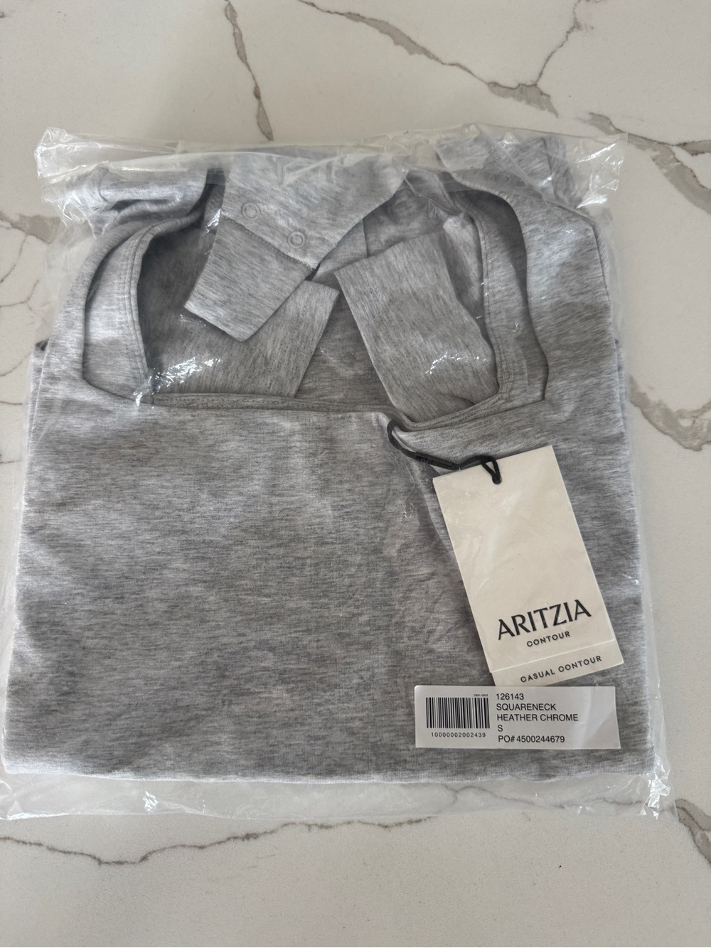 Aritzia Original Contour Manner Squareneck Bodysuit Small NWT Rare Color GRAY
